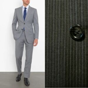 Stafford Wool Charcoal Pinstripe Men's Suit Blazer Sz.42S Pants 38 x 29